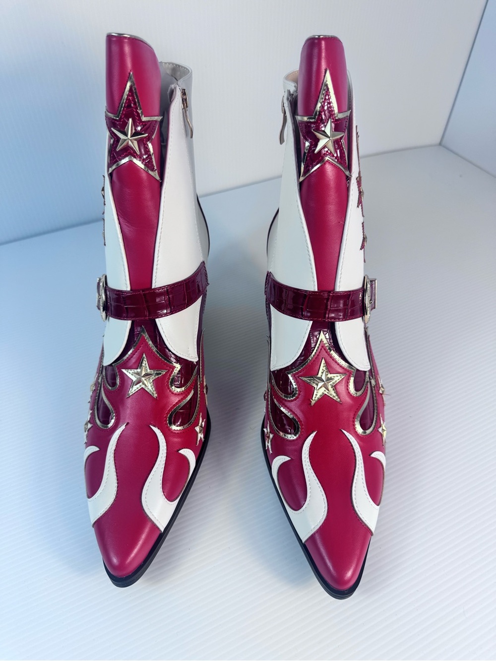 Azalea Wang Channy Multi Western Studded Ankle Boots NIB Size 7 & 11 - Picture 3 of 8